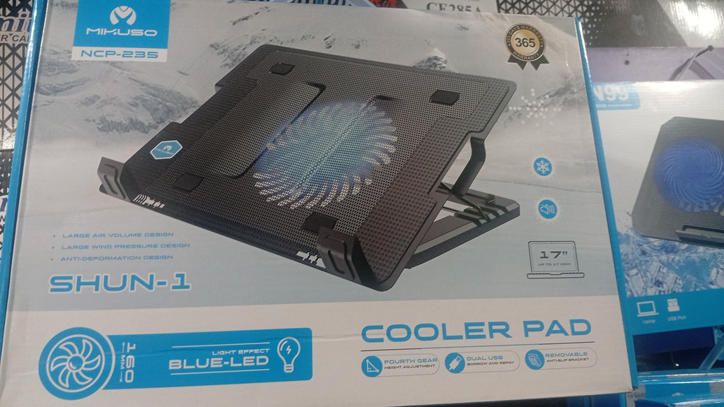 Mikuso NCP-235 SHUN-1 Laptop Cooling Pad — Blue LED | Up to 17"